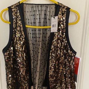Cynthia Steffe Gold and Black Sequin Vest size6